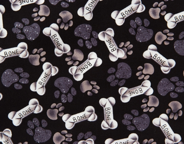 Black Paws and Bones Fabric Diaper Dog