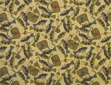 Tan Gone Fishing Fabric Dog Marking